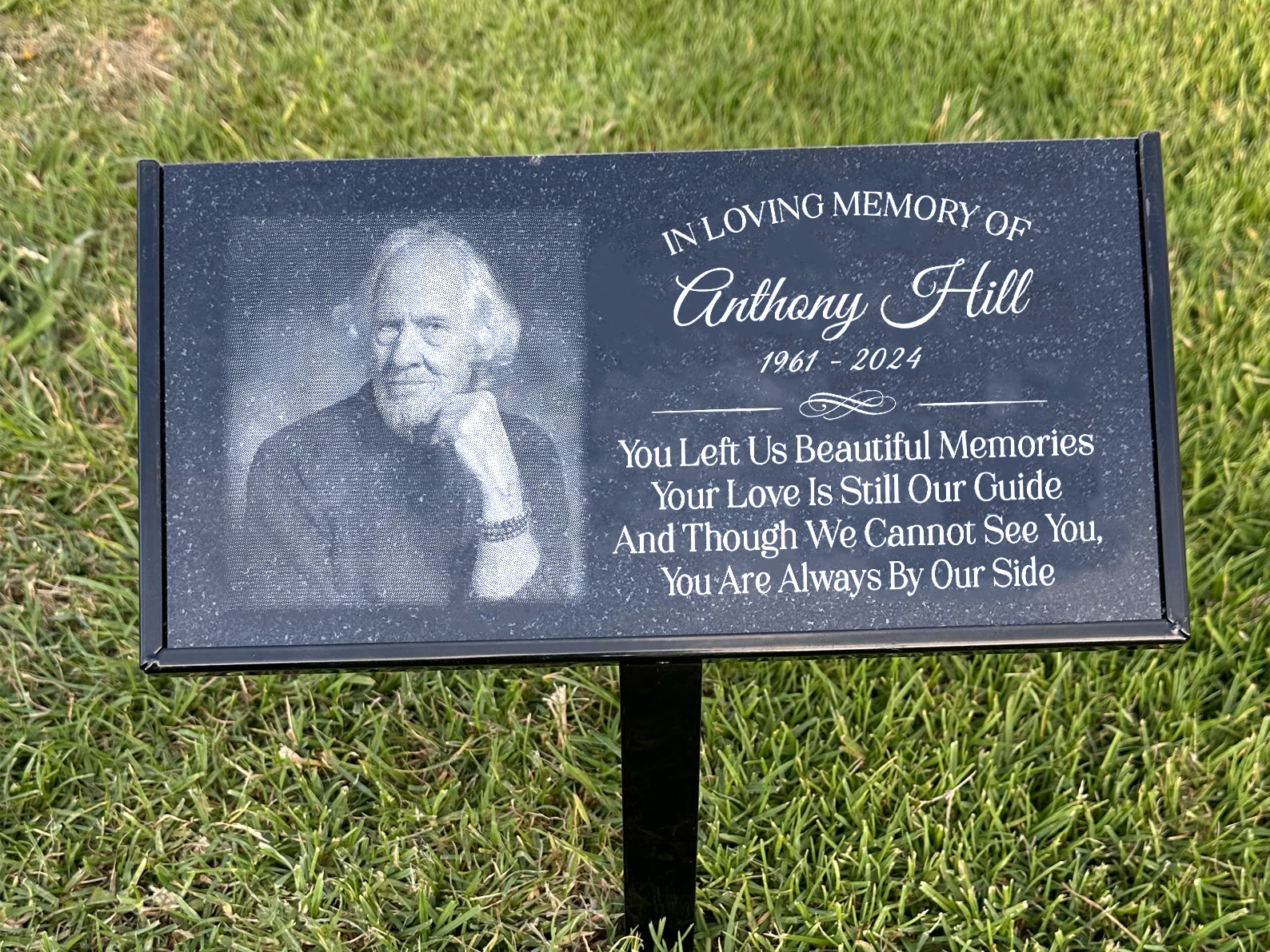 Outdoor In loving memory Memorial Plaque with stake Granite Sand-carved