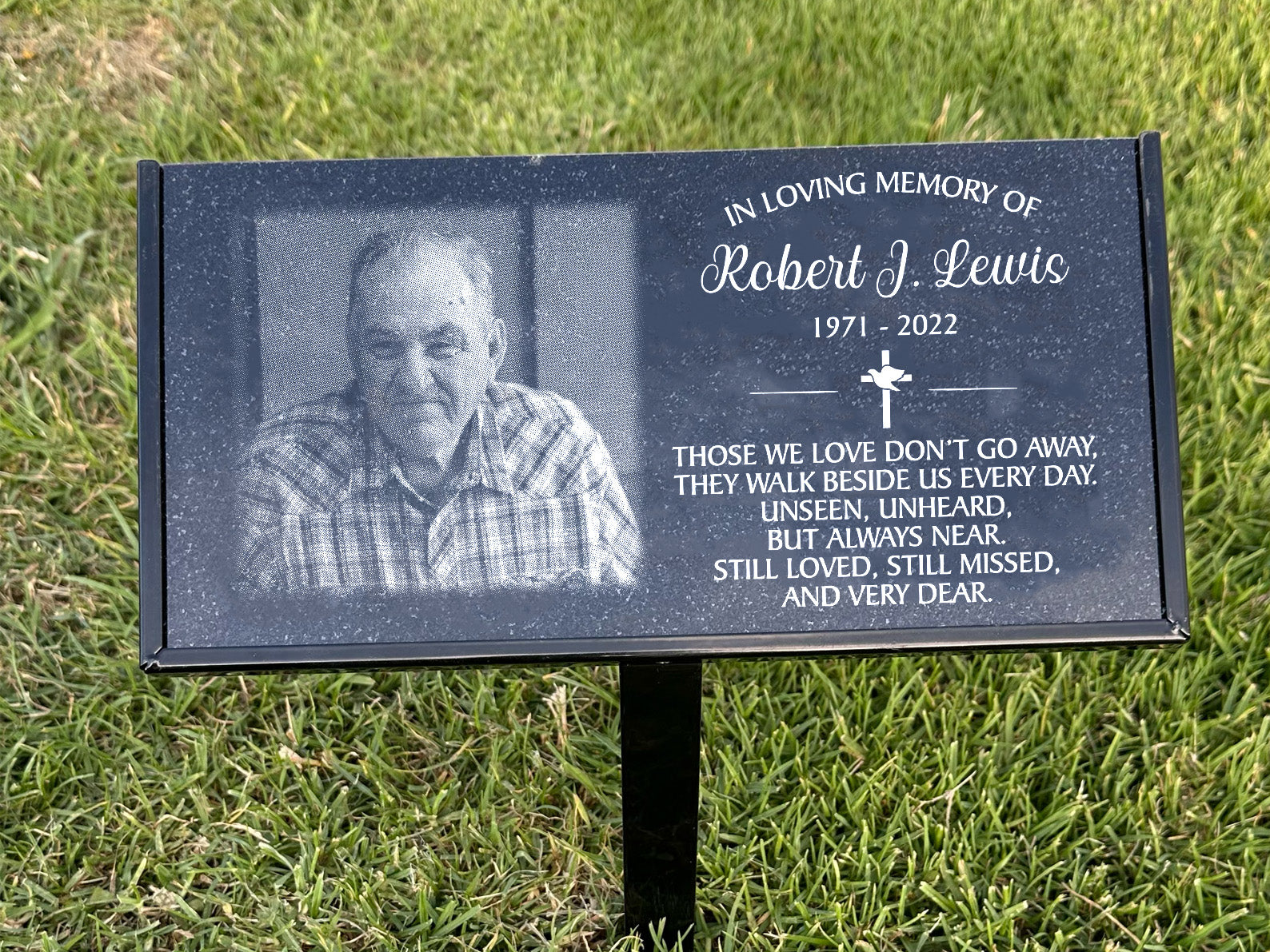 Outdoor In Loving Memory Black Granite Plaque with Photo