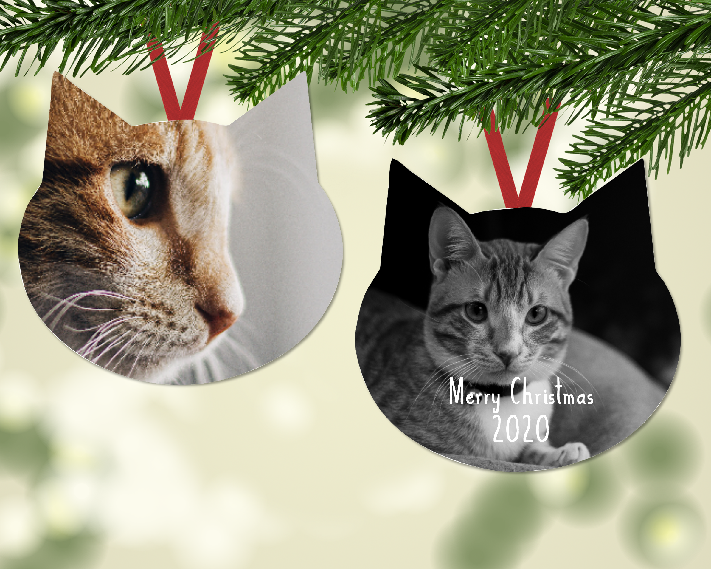 Personalized Christmas Ornament for your Cat | Cat Shape style | Perfect for your tree