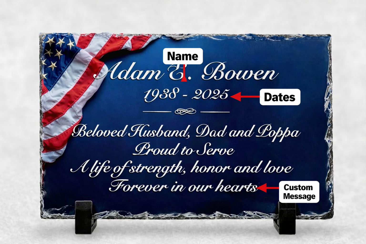 USA Patriotic Personalized Veteran Memorial Plaque
